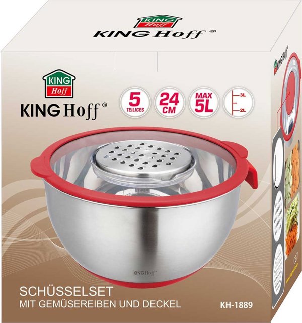 Banquet Kinghoff KH-1889 Τεμαχιστής - Πολυκόπτης Λαχανικών με Μπολ και Τρίφτη Ανοξείδωτος