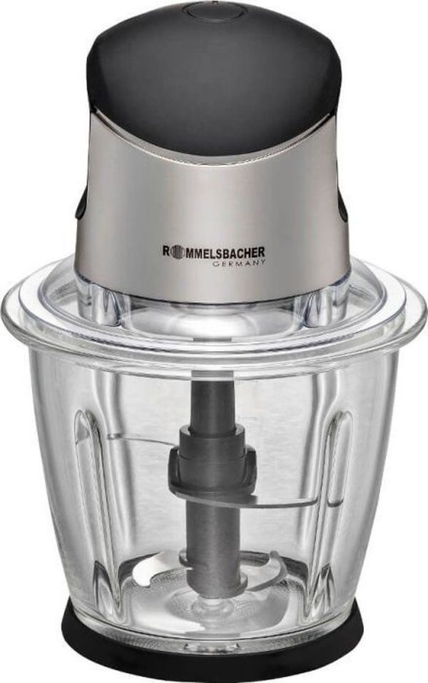 Rommelsbacher MZ 500 Τεμαχιστής 500W με Γυάλινο Δοχείο 1.5L, Ανοξείδωτα Μαχαίρια, Μαύρος/Inox