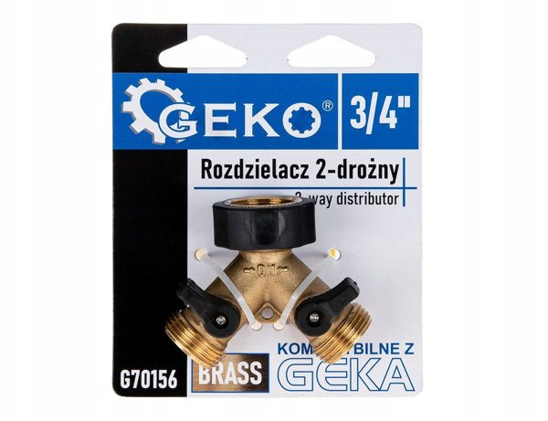 Geko Διαχωριστής Μπαταρίας 2 Κατευθύνσεων 3/4" με Σφαιρικές Βαλβίδες, Διπλός Διανομέας Νερού