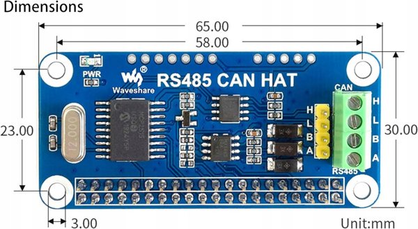 RS485 CAN HAT - nakladka dla Raspberry Pi - Waveshare 14882