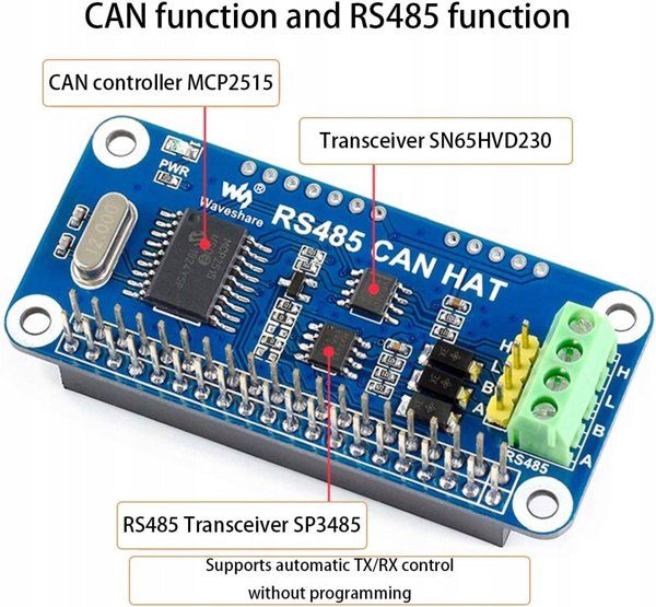 RS485 CAN HAT - nakladka dla Raspberry Pi - Waveshare 14882