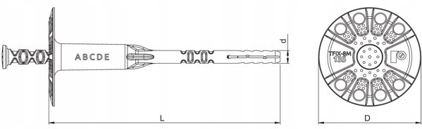 R-TFIX-8M κοχλιωτός προσόψης πείρος 8/235mm με μεταλλικό καρφί [Πακέτο 100]