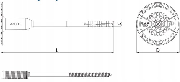 R-TFIX-8S Πλαστικό Εξάρτημα Τρυπητό 8/195mm με Επίστρωση