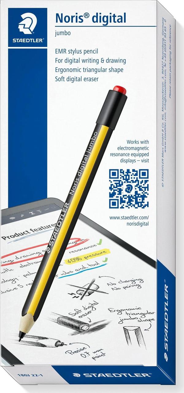 Staedtler Noris Digital Jumbo Stylus - Γραφίδα Οθόνης Αφής με Τεχνολογία EMR, 4.096 Επίπεδα Πίεσης, Μαύρο-Κίτρινο