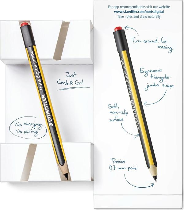 Staedtler Noris Digital Jumbo Stylus - Γραφίδα Οθόνης Αφής με Τεχνολογία EMR, 4.096 Επίπεδα Πίεσης, Μαύρο-Κίτρινο
