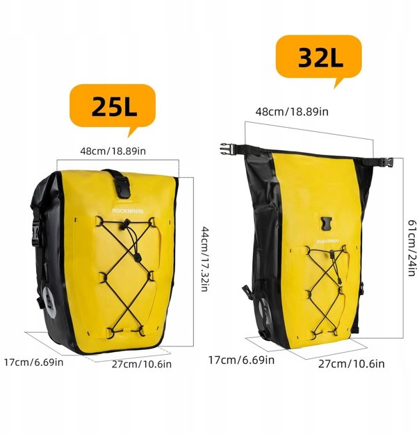 Τσαντάκι ποδηλάτου Rockbros 30140022005 αδιάβροχο 25-32L κίτρινο
