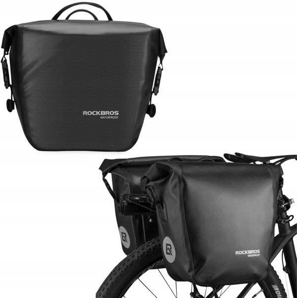 Sakwa rowerowa Rockbros AS-003-1BK wodoodporna z paskiem na ramie montaz przod/tyl 10-14l - czarna
