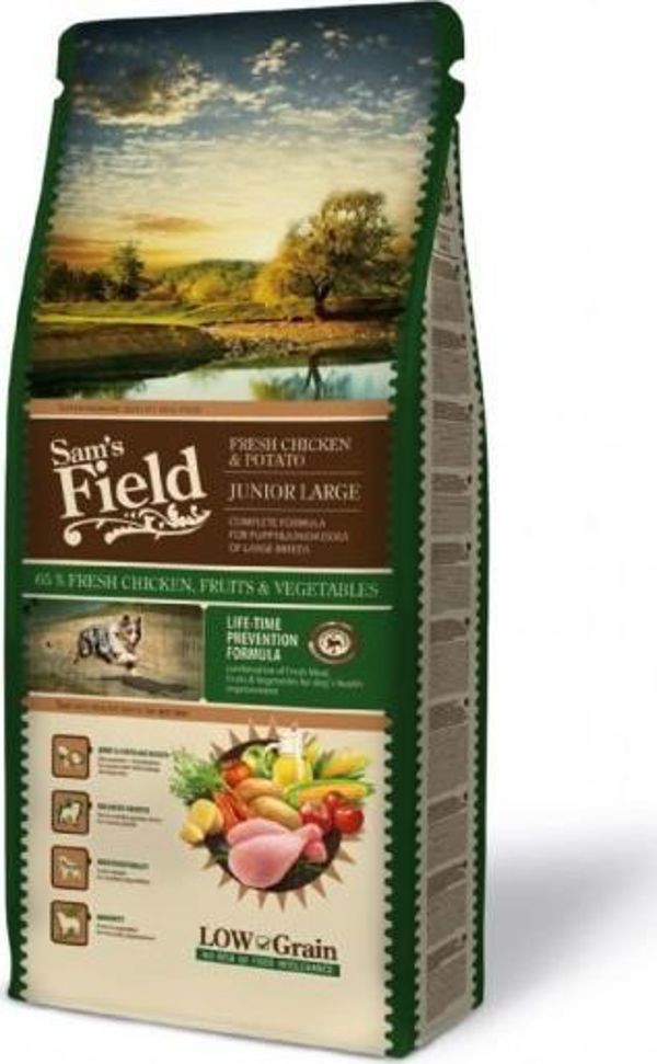 Sam's Field Junior Large Κόκκινο Κοτόπουλο & Πατάτα Ξηρά Τροφή για Σκύλους 13 kg