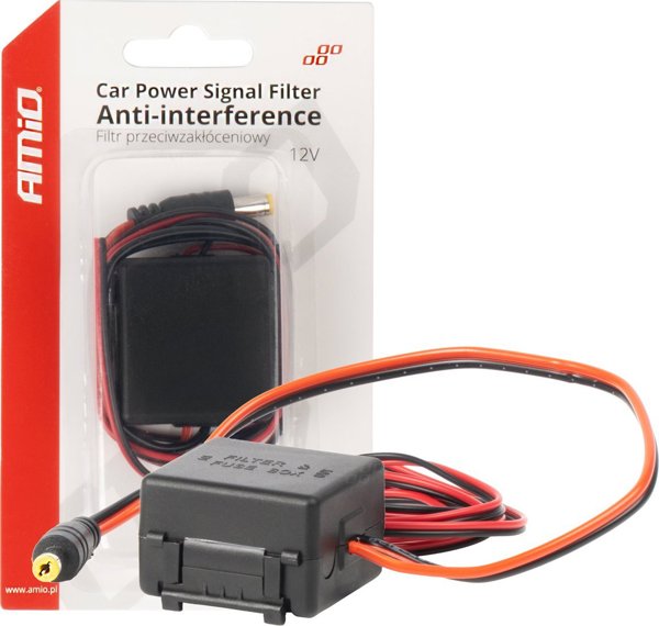 Samochodowy filtr przeciwzakloceniowy z przetwornikiem dc-dc 12/24v-12v i wtyczka amio-04101