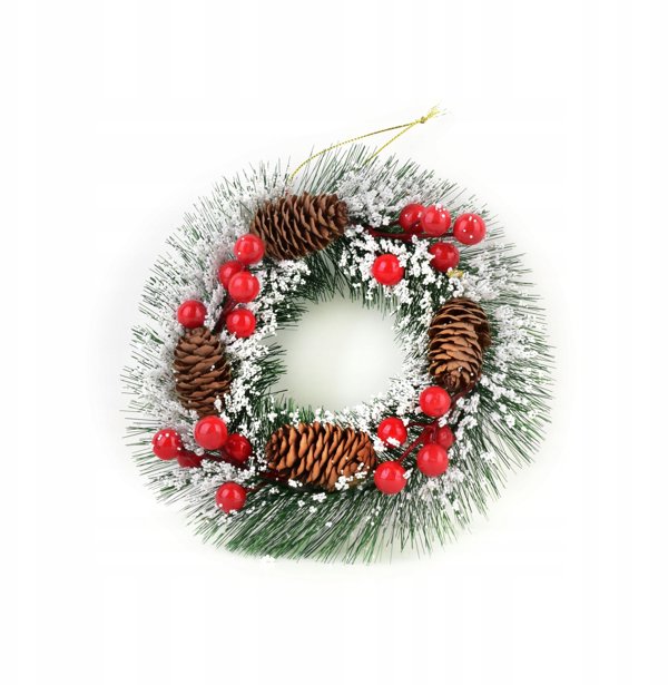 ΣΤΕΦΑΝΙ SANTA LILA 20cm κουκουνάρια, χιόνι