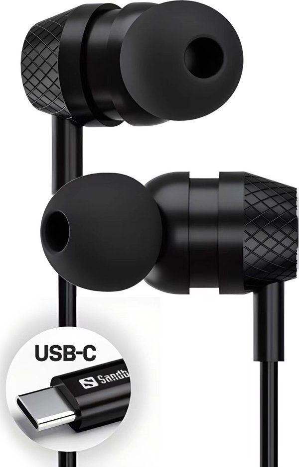 Sandberg USB-C/A In-Earset, Ενσύρματα Ακουστικά με Μικρόφωνο, Μαύρα