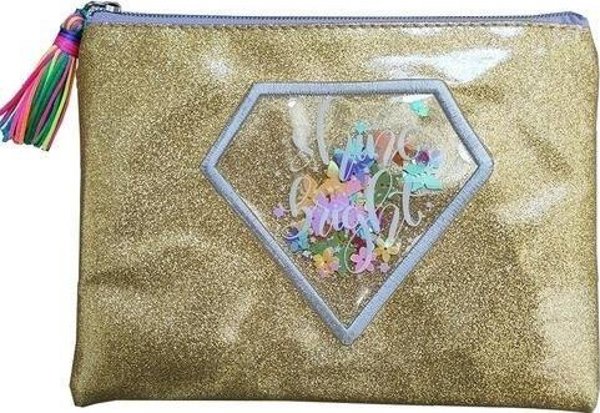 Τσαντάκι με φερμουάρ Diamond χρυσό