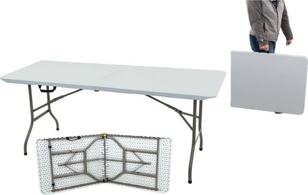 Saska Garden Πτυσσόμενο Τραπέζι Catering 180x70cm, Λευκό, Αντοχή έως 100kg