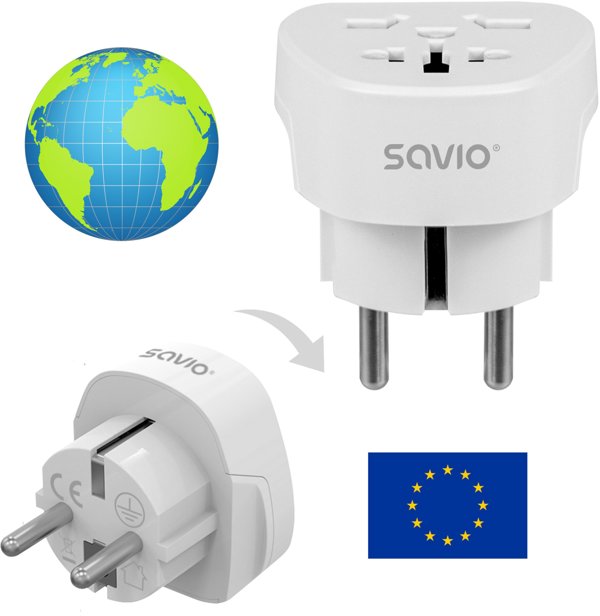 SAVIO AP-06 Αντάπτορας Ταξιδίου, Παγκόσμια Πρίζα – EU Φις