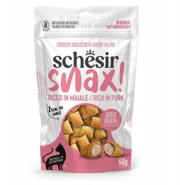 Schesir Snax Λιχουδιές Γάτας με Γέμιση και Χοιρινό, 60g