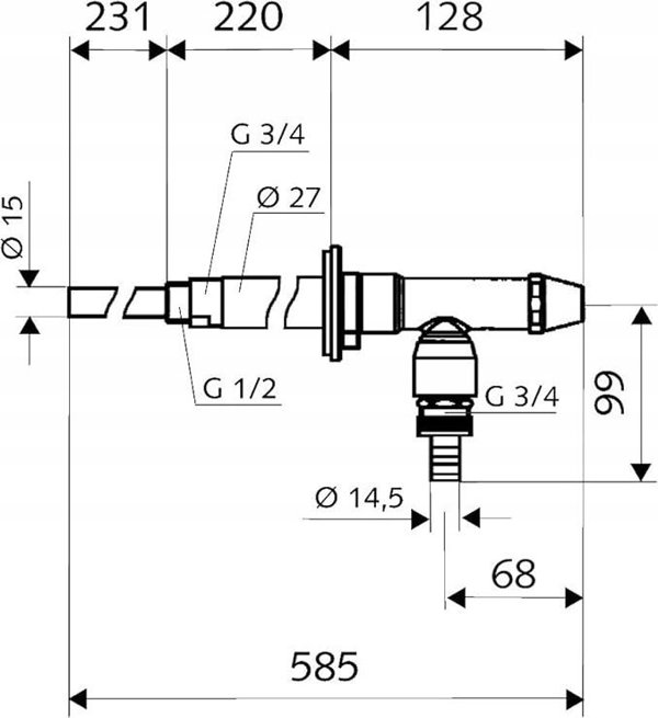 Schell GmbH + Co. KG Schell frosts external wall fitting POLAR II complete fitting with pipe fitting. Design