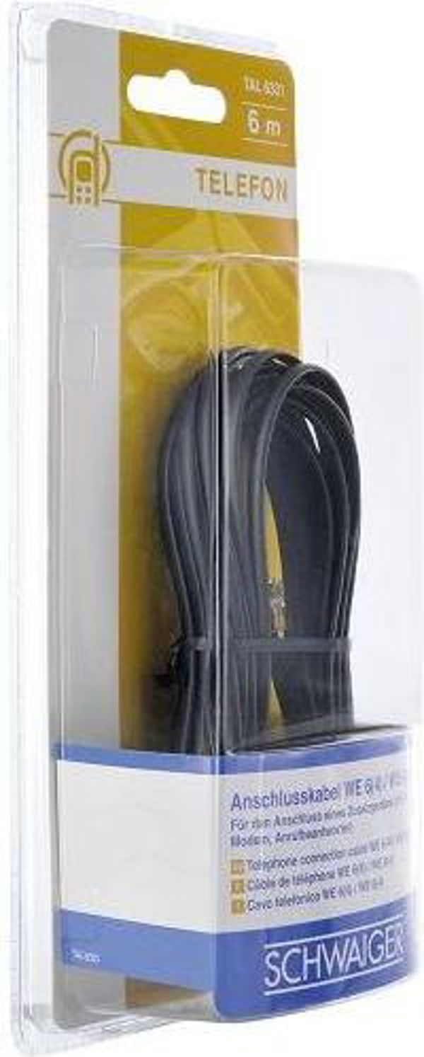 Schwaiger Kabel telefoniczny RJ11 6P4C 6m, czarny (TAL6331533)
