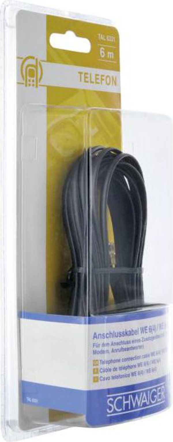 Schwaiger Kabel telefoniczny RJ11 6P4C 6m, czarny (TAL6331533)