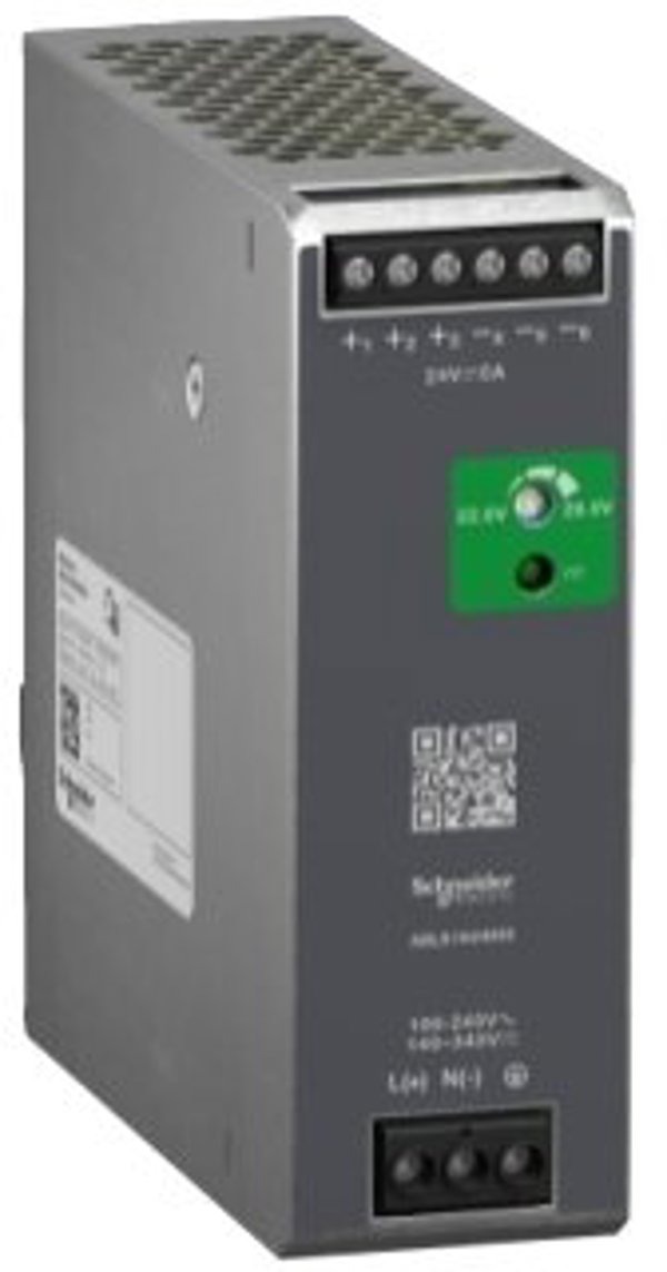 SCHNEIDER ELECTRIC MODICON STRØMFORSYNING 100-240 V AC, 24V DC, 5A 1.FASET OPTIMIZED BREDDE 40 mm HØJDE 124 mm