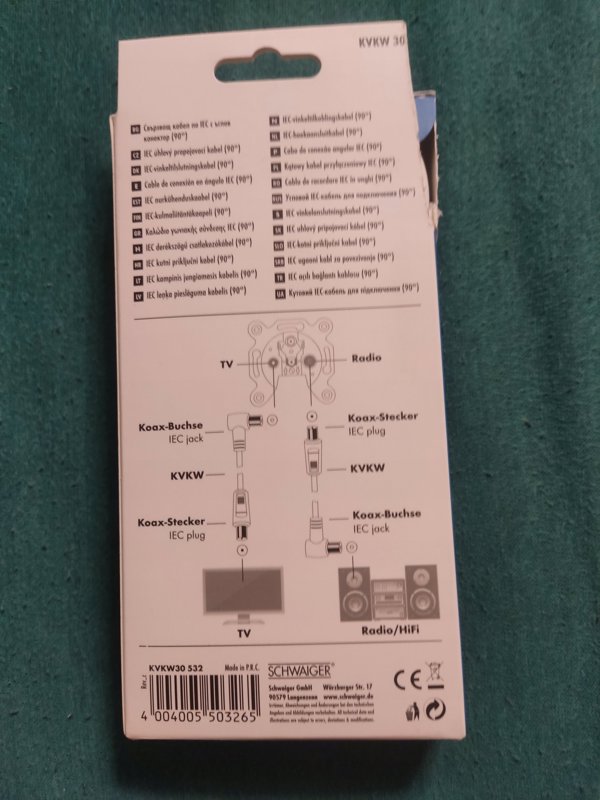 Schwaiger KVKW30 καλώδιο ομοαξονικό 3 μ IEC169-2 Άσπρο