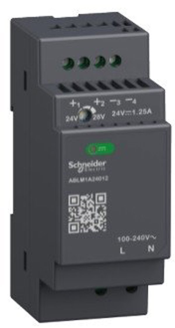 SCHNEIDER ELECTRIC Modicon switchmode strømforsyning modular til DIN-skinne med 24 VDC 30 W-1,2 A udgang og 100-240 VAC 1-faset forsyning