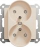 Schneider Sedna Design Διπλή Πρίζα με Γείωση SDD112275, Μπεζ, Με Καπάκια για Σύστημα Πλαισίων Design & Elements