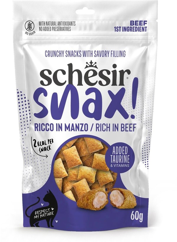 Schesir Snax Λιχουδιές Για Γάτες Με Γέμιση Μοσχάρι 60g