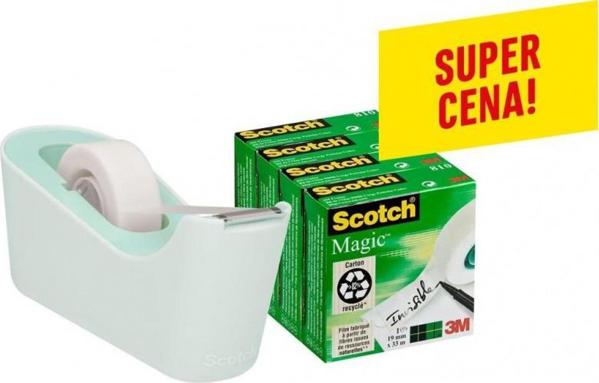 Scotch 3M Ταινία γραφείου Magic ματ 19mm x 33m 4τεμ με διανομέα C-18