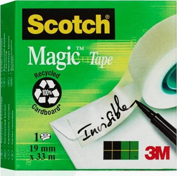 Scotch 3M Ταινία γραφείου Magic ματ 19mm x 33m 4τεμ με διανομέα C-18