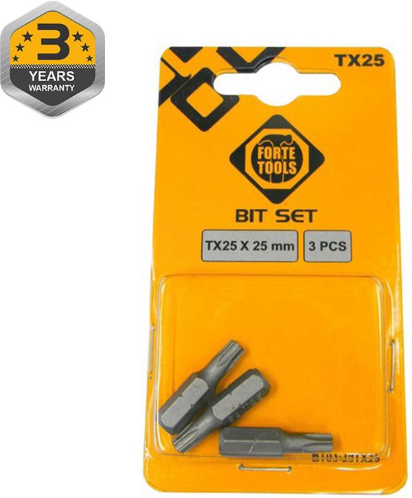 SCREWDRIVER BIT TX25X25MM 3PCS
