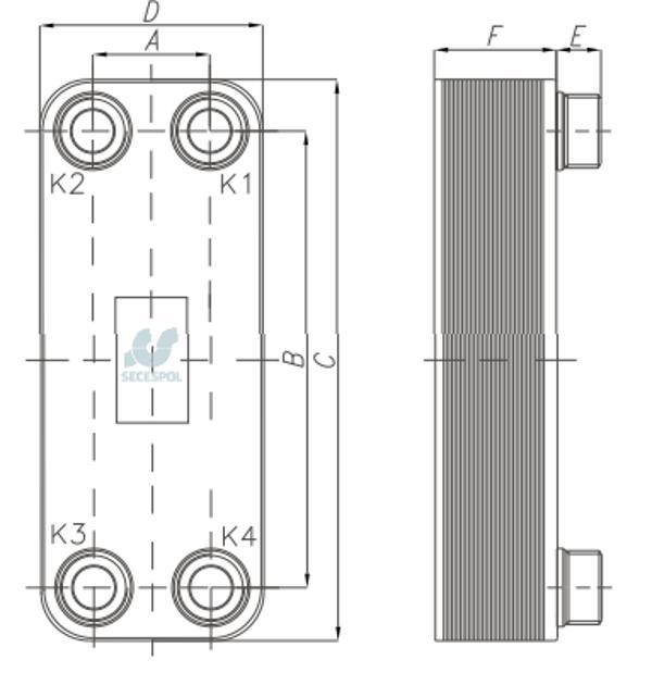 Secespol Πλακοειδής εναλλάκτης θερμότητας συγκολλημένος μονοδιερχόμενος LB31-20 1" - 0203-0062