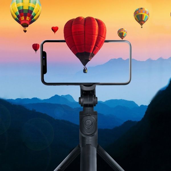 Selfie stick Partner Tele.com Σετ / βάση για selfie με τηλεχειριστήριο Bluetooth τρίποδο μαύρο SSTR-12