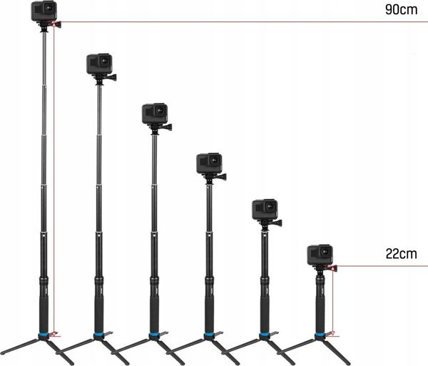 Telesin Selfie Stick GP-MNP-090-D για Action Cameras, 1000g Αντοχή Φορτίου