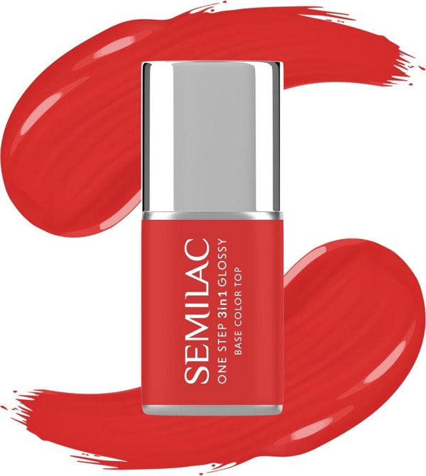 SEMILAC One Step Glossy 3in1 Βερνίκι υβριδικό για νύχια S530 Scarlet 7 ml