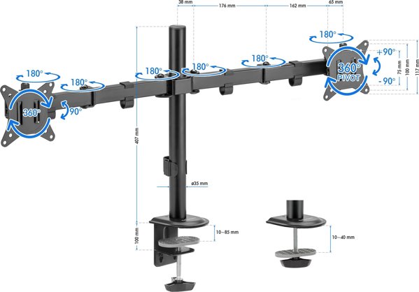 SENSE7 Επιτραπέζια βάση για 2 οθόνες 17"-32" FLOAT DOUBLE