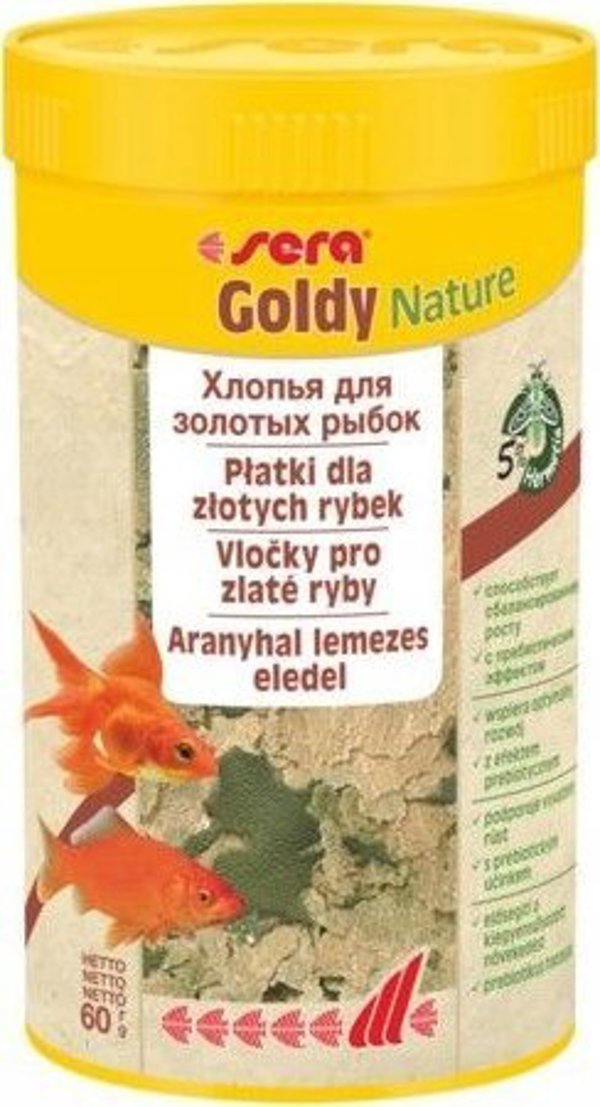 Sera Goldy Nature Τροφή για Χρυσόψαρα σε Νιφάδες 100ml - Premium Βασική Τροφή Χωρίς Χρωστικές