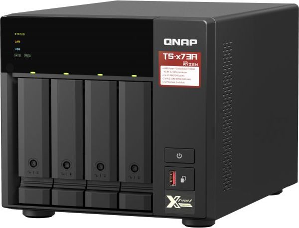 Qnap TS-473A NAS Server, 2.2GHz AMD Ryzen, 4-Bay, 2.5GbE, Υποστήριξη M.2 NVMe SSD
