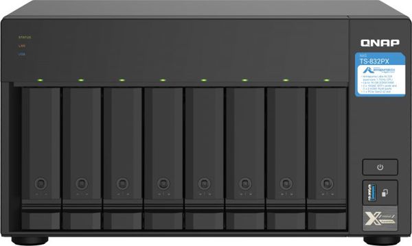 Qnap TS-832PX-4G NAS Server, 8-Bay, Τετραπύρηνος 1.7GHz, 2x 10GbE SFP+ & 2x 2.5GbE LAN, Μαύρο