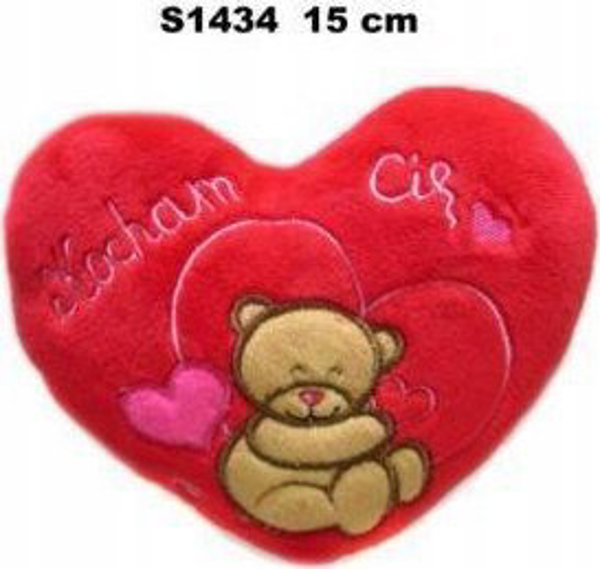 Serce S-1434 15cm z misiem Kocham Cie