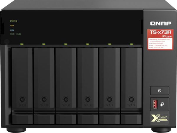 Qnap TS-673A-8G NAS Server, Τετραπύρηνος AMD Ryzen, 2.5GbE, PCIe Gen 3, Υποστήριξη Qtier, Μαύρο