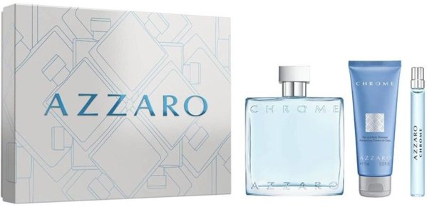 Set Loris Azzaro: Chrome, Eau De Toilette, For Men, 100 ml + Chrome, Eau De Toilette, For Men, 10 ml + Chrome, Shower Gel & Shampoo 2-In-1, 75 ml For Men