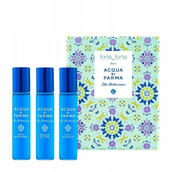 Set Acqua di Parma: Blu Mediterraneo Arancia di Capri, Eau De Toilette, Unisex, 12 ml + Blu Mediterraneo - Fico di Amalfi, Eau De Toilette, Unisex, 12 ml + Blu Mediterraneo - Mirto di Panarea, Eau De Toilette, Unisex, 12 ml Unisex