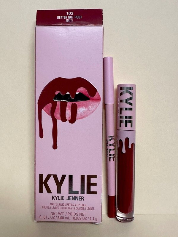Set Kylie Cosmetics: By Kylie, Liquid Lipstick, 103, Better Not Pout, 3 ml + By Kylie, Pencil, Lip Liner, Better Not Pout, 1.1 g For Women
