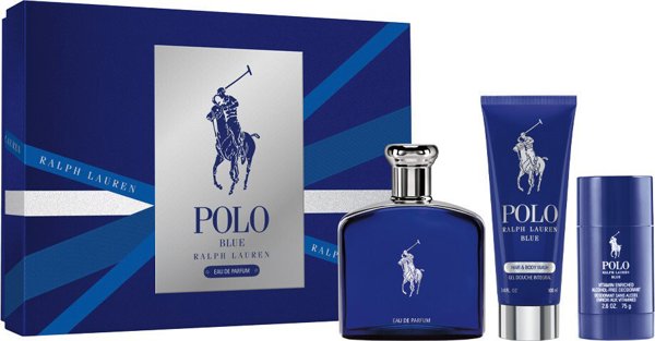 Set Ralph Lauren: Polo Blue, Eau De Parfum, For Men, 125 ml + Polo Blue, Shower Gel, Skin, All Skin Types, 75 ml + Polo Blue, Anti-Perspirant, Deodorant Stick, For Men, 75 g For Men