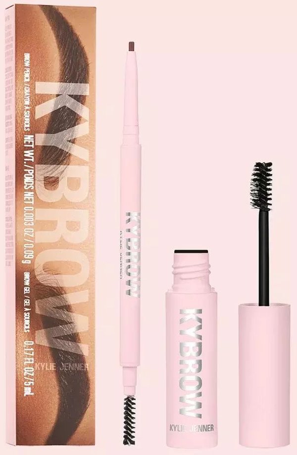 Set Kylie Cosmetics: Kybrow, Defined, Eyebrow Cream Pencil & Brush 2-In-1, 002, Auburn, 0.09 g + By Kylie, Define, Eyebrow Gel, Translucent, 5 ml For Women