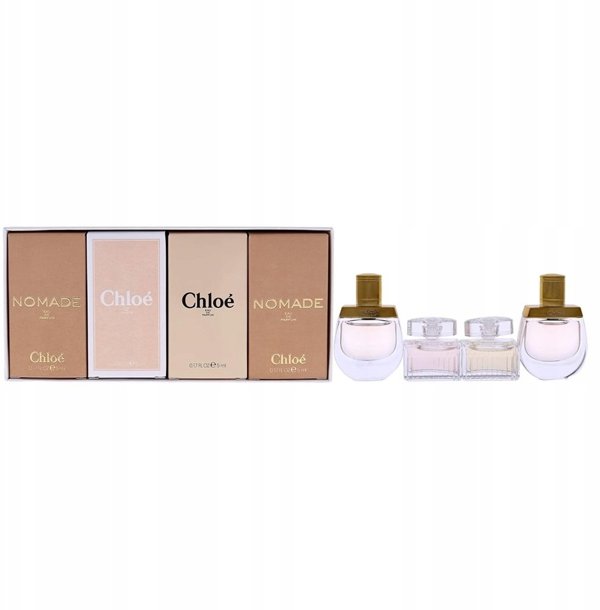 Set Chloe: Chloe, Eau De Parfum, For Women, 5 ml *Miniature + Rose Tangerine, Eau De Toilette, For Women, 5 ml *Miniature + Nomade, Eau De Parfum, For Women, 5 ml *Miniature + Nomade, Eau De Toilette, For Women, 5 ml *Miniature For Women