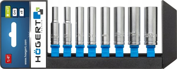 Högert Technik HT1A886 Σετ Μακριά Καρυδάκια 1/4", 8 Τεμάχια, Χάλυβας CrV