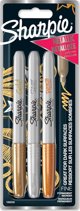 Sharpie Μεταλλικοί Μαρκαδόροι Fine Tip, 3 Τεμάχια, Χρώματα: Χρυσό, Ασημί, Καφέ