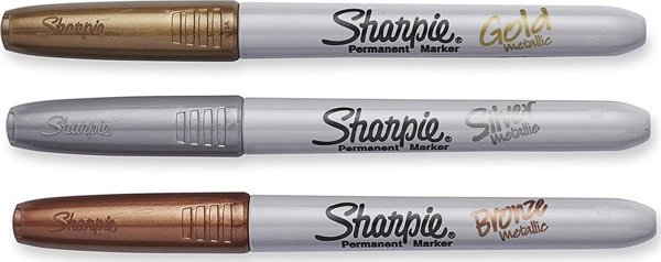 Sharpie Μεταλλικοί Μαρκαδόροι Fine Tip, 3 Τεμάχια, Χρώματα: Χρυσό, Ασημί, Καφέ