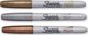 Sharpie Μεταλλικοί Μαρκαδόροι Fine Tip, 3 Τεμάχια, Χρώματα: Χρυσό, Ασημί, Καφέ